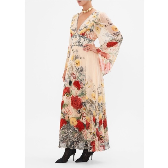 Camilla Silk Floral Etched Into Eternity Flared Sleeve Dress Small - Picture 5 of 16